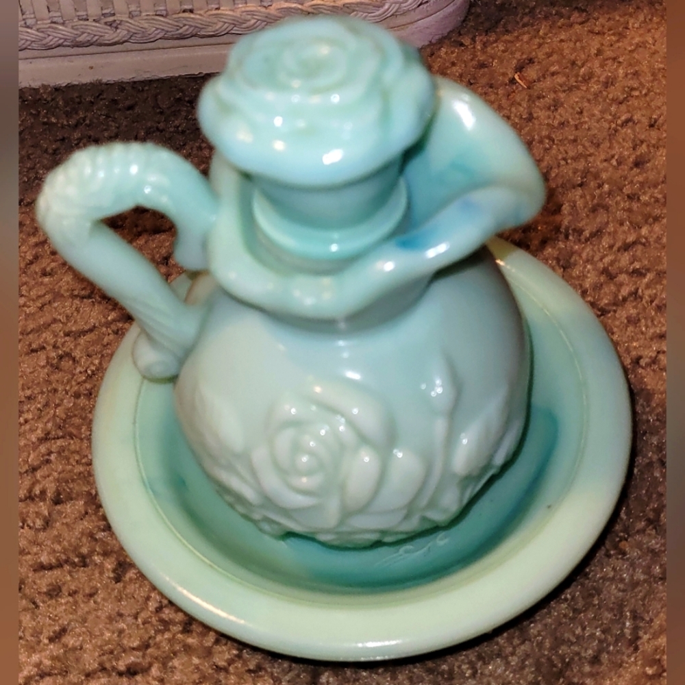 Vintage milk glass, pitcher basin, AVON, Avon pitcher, home decor, collectibles